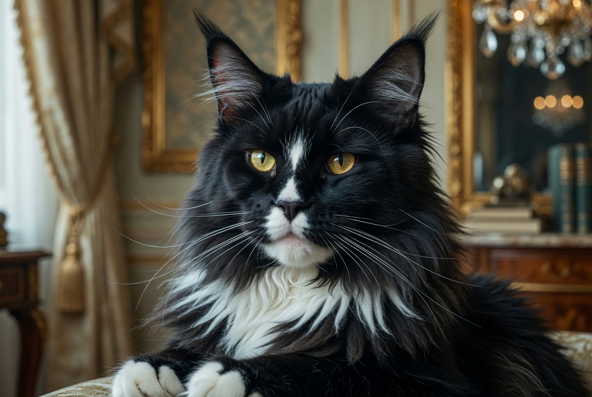Maine Coon cat with black fur